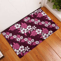 Hawaiian Hibiscus Tribal Floral Pink Rubber Doormat Polynesian Tapa Pattern LT01 - Polynesian Pride