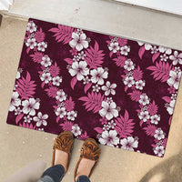 Hawaiian Hibiscus Tribal Floral Pink Rubber Doormat Polynesian Tapa Pattern LT01 - Polynesian Pride