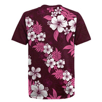 Hawaiian Hibiscus Tribal Floral Pink Rugby Jersey Polynesian Tapa Pattern LT01 - Polynesian Pride