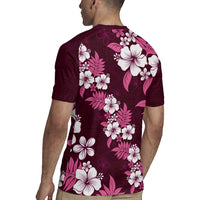 Hawaiian Hibiscus Tribal Floral Pink Rugby Jersey Polynesian Tapa Pattern LT01 - Polynesian Pride