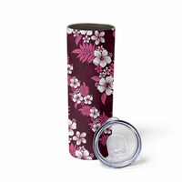 Hawaiian Hibiscus Tribal Floral Pink Skinny Tumbler Polynesian Tapa Pattern - Polynesian Pride