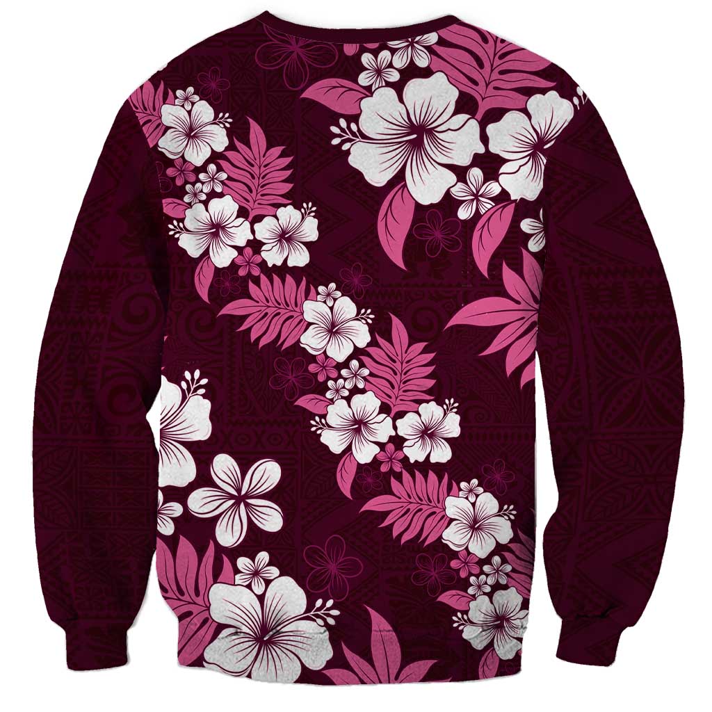 Hawaiian Hibiscus Tribal Floral Pink Sweatshirt Polynesian Tapa Pattern LT01 - Polynesian Pride