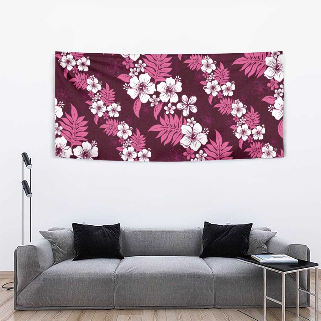 Hawaiian Hibiscus Tribal Floral Pink Tapestry Polynesian Tapa Pattern - Polynesian Pride