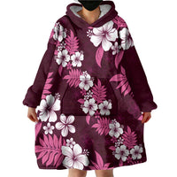 Hawaiian Hibiscus Tribal Floral Pink Wearable Blanket Hoodie Polynesian Tapa Pattern LT01 - Polynesian Pride