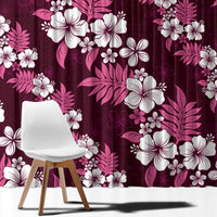 Hawaiian Hibiscus Tribal Floral Pink Window Curtain Polynesian Tapa Pattern - Polynesian Pride