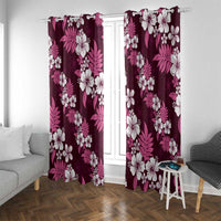 Hawaiian Hibiscus Tribal Floral Pink Window Curtain Polynesian Tapa Pattern - Polynesian Pride