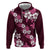 Hawaiian Hibiscus Tribal Floral Pink Zip Hoodie Polynesian Tapa Pattern - Polynesian Pride