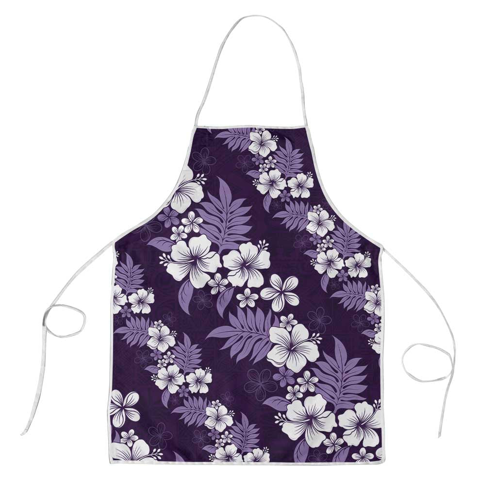 Hawaiian Hibiscus Tribal Floral Purple Apron Polynesian Tapa Pattern - Polynesian Pride