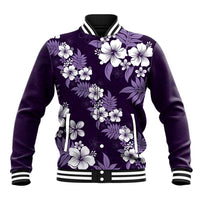 Hawaiian Hibiscus Tribal Floral Purple Baseball Jacket Polynesian Tapa Pattern LT01 Unisex Purple - Polynesian Pride