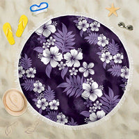 Hawaiian Hibiscus Tribal Floral Purple Beach Blanket Polynesian Tapa Pattern LT01 One Size 150cm Purple - Polynesian Pride