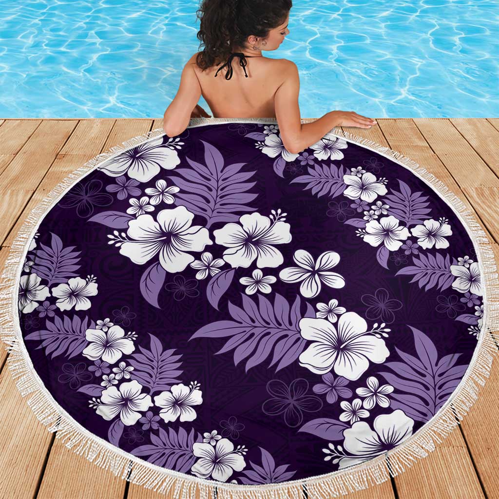 Hawaiian Hibiscus Tribal Floral Purple Beach Blanket Polynesian Tapa Pattern LT01 - Polynesian Pride