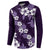 Hawaiian Hibiscus Tribal Floral Purple Button Sweatshirt Polynesian Tapa Pattern - Polynesian Pride