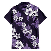 Hawaiian Hibiscus Tribal Floral Purple Family Matching Off Shoulder Short Dress and Hawaiian Shirt Polynesian Tapa Pattern LT01 - Polynesian Pride