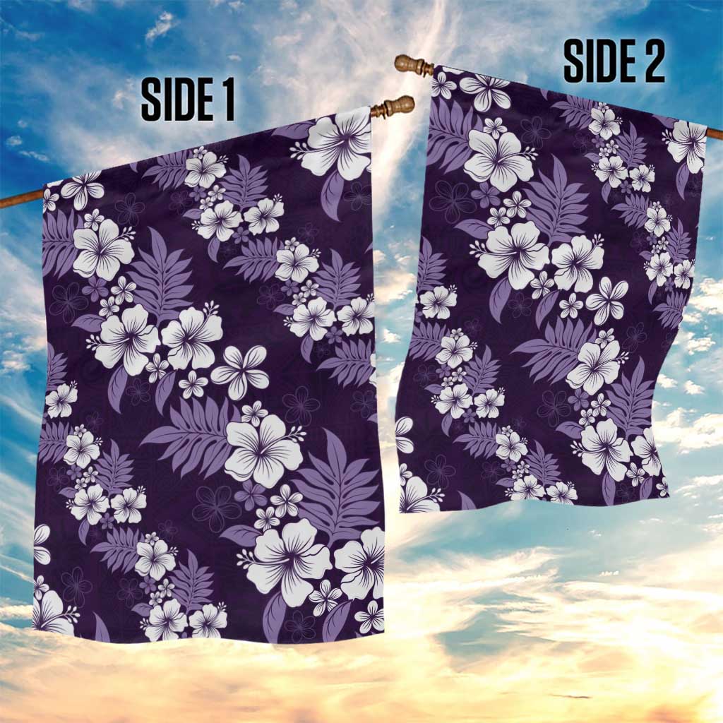 Hawaiian Hibiscus Tribal Floral Purple Garden Flag Polynesian Tapa Pattern - Polynesian Pride