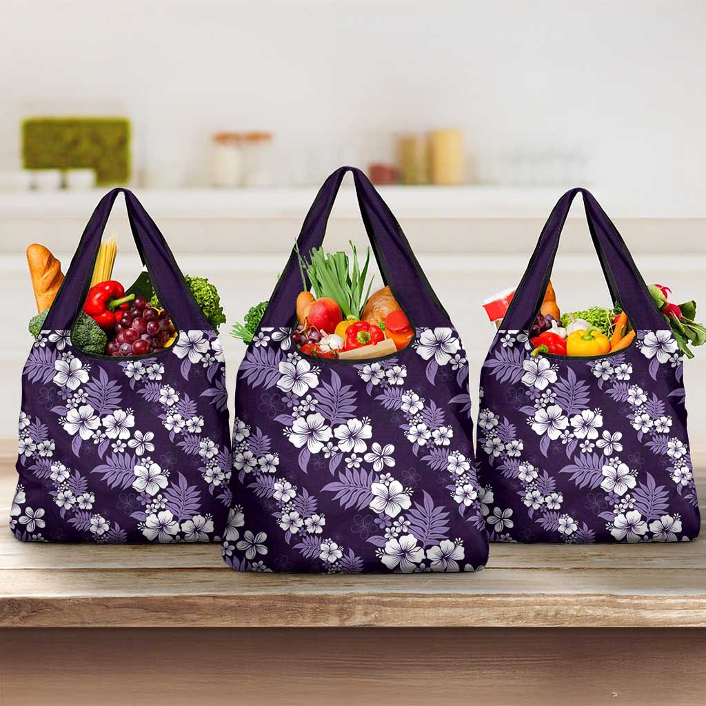 Hawaiian Hibiscus Tribal Floral Purple Grocery Bag Polynesian Tapa Pattern LT01 3-pack One Size Purple - Polynesian Pride