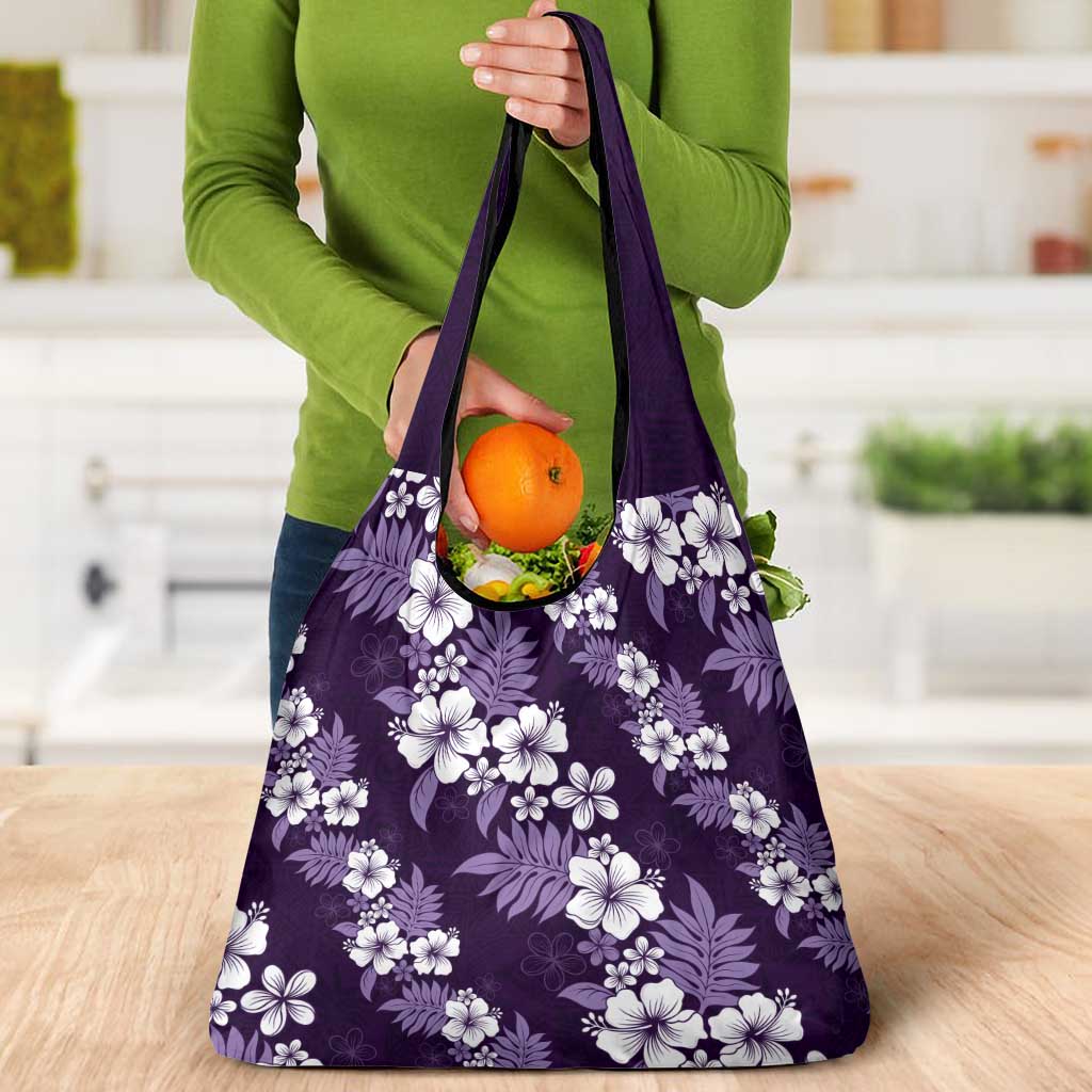Hawaiian Hibiscus Tribal Floral Purple Grocery Bag Polynesian Tapa Pattern LT01 - Polynesian Pride