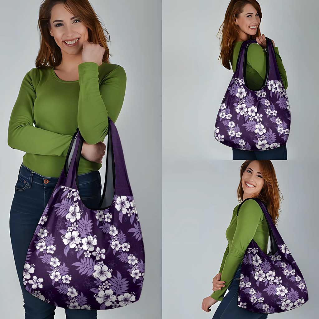 Hawaiian Hibiscus Tribal Floral Purple Grocery Bag Polynesian Tapa Pattern LT01 - Polynesian Pride