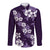 Hawaiian Hibiscus Tribal Floral Purple Long Sleeve Button Shirt Polynesian Tapa Pattern - Polynesian Pride