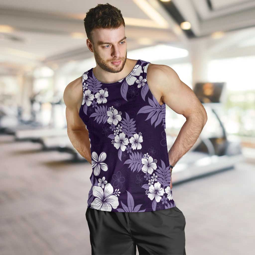 Hawaiian Hibiscus Tribal Floral Purple Men Tank Top Polynesian Tapa Pattern LT01 Purple - Polynesian Pride
