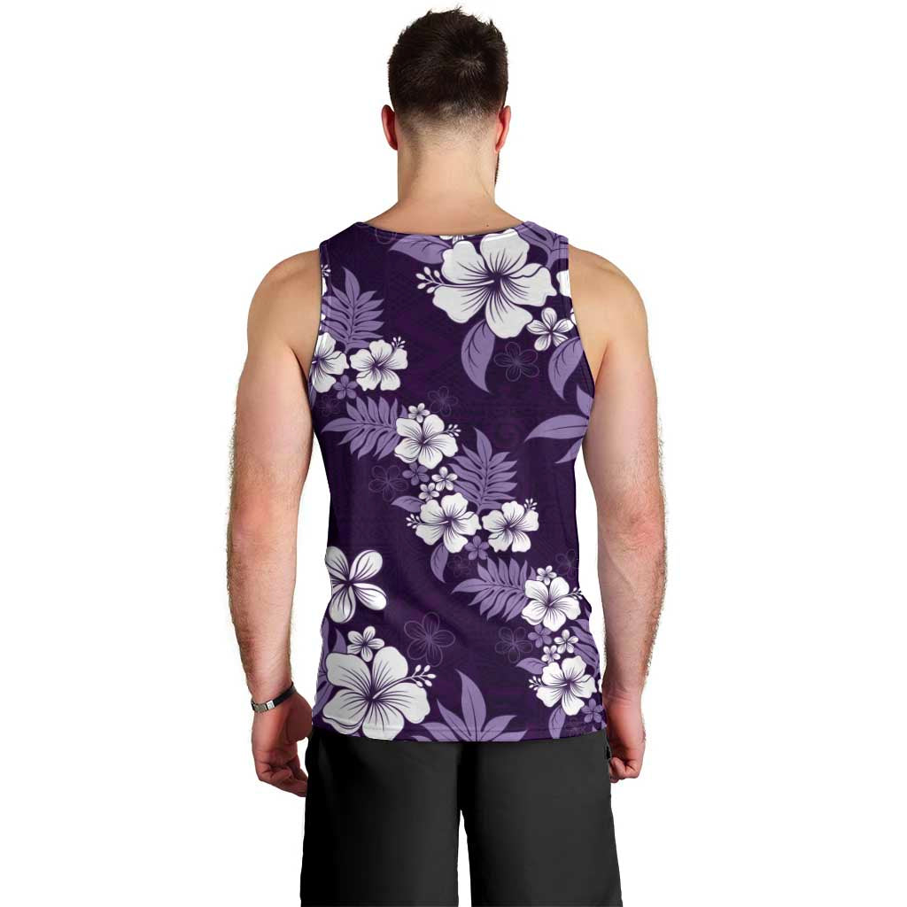 Hawaiian Hibiscus Tribal Floral Purple Men Tank Top Polynesian Tapa Pattern LT01 - Polynesian Pride