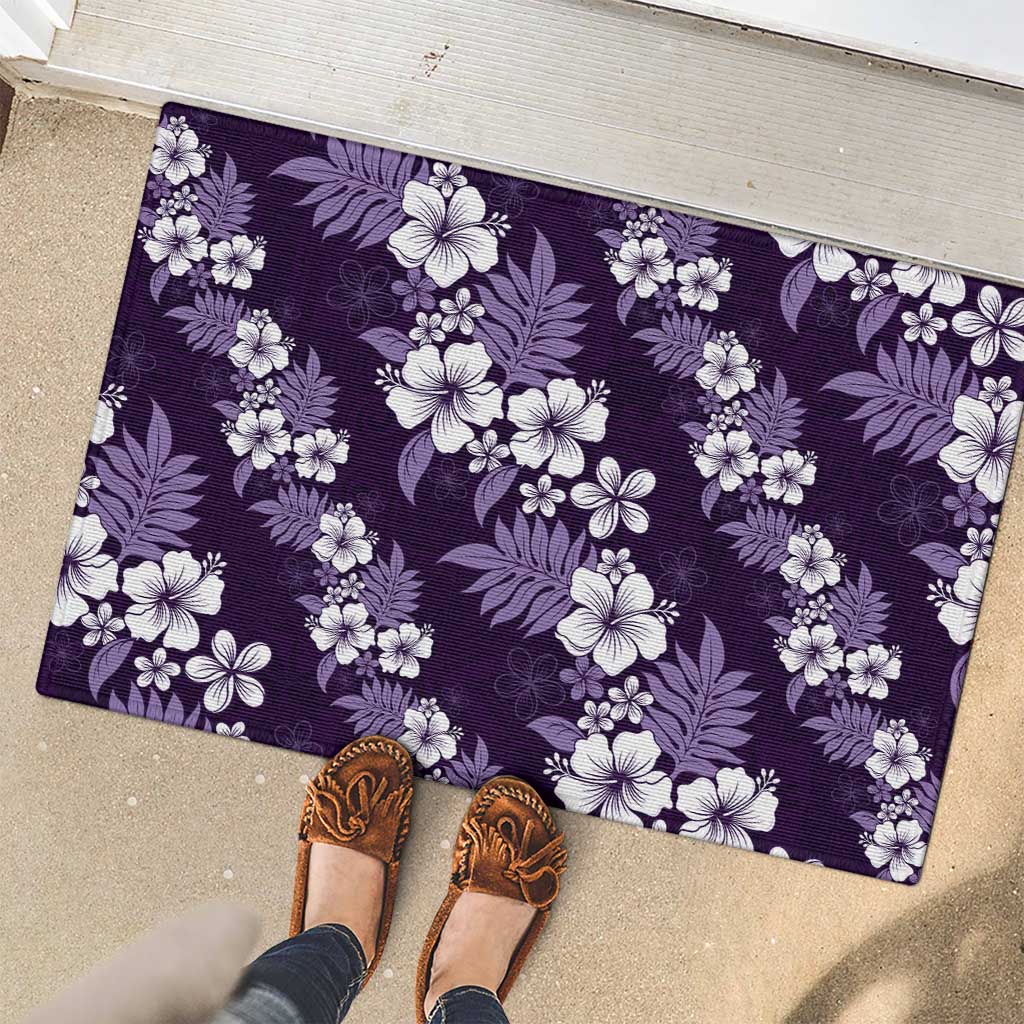 Hawaiian Hibiscus Tribal Floral Purple Rubber Doormat Polynesian Tapa Pattern LT01 - Polynesian Pride