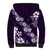 Hawaiian Hibiscus Tribal Floral Purple Sherpa Hoodie Polynesian Tapa Pattern - Polynesian Pride