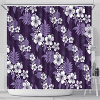 Hawaiian Hibiscus Tribal Floral Purple Shower Curtain Polynesian Tapa Pattern - Polynesian Pride