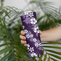 Hawaiian Hibiscus Tribal Floral Purple Skinny Tumbler Polynesian Tapa Pattern - Polynesian Pride