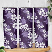 Hawaiian Hibiscus Tribal Floral Purple Skinny Tumbler Polynesian Tapa Pattern - Polynesian Pride