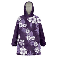 Hawaiian Hibiscus Tribal Floral Purple Wearable Blanket Hoodie Polynesian Tapa Pattern LT01 One Size Purple - Polynesian Pride