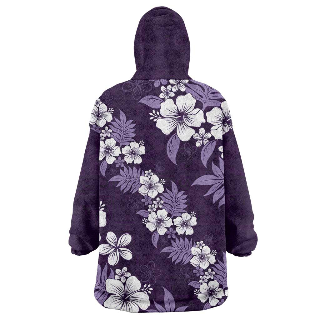 Hawaiian Hibiscus Tribal Floral Purple Wearable Blanket Hoodie Polynesian Tapa Pattern LT01 - Polynesian Pride