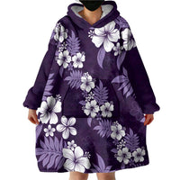Hawaiian Hibiscus Tribal Floral Purple Wearable Blanket Hoodie Polynesian Tapa Pattern LT01 - Polynesian Pride