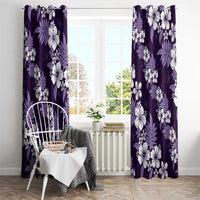 Hawaiian Hibiscus Tribal Floral Purple Window Curtain Polynesian Tapa Pattern - Polynesian Pride