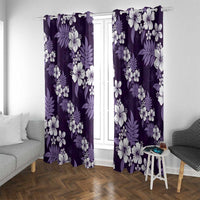 Hawaiian Hibiscus Tribal Floral Purple Window Curtain Polynesian Tapa Pattern - Polynesian Pride
