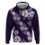 Hawaiian Hibiscus Tribal Floral Purple Zip Hoodie Polynesian Tapa Pattern - Polynesian Pride