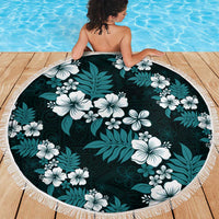 Hawaiian Hibiscus Tribal Floral Teal Beach Blanket Polynesian Tapa Pattern LT01 - Polynesian Pride