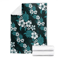 Hawaiian Hibiscus Tribal Floral Teal Blanket Polynesian Tapa Pattern - Polynesian Pride