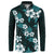Hawaiian Hibiscus Tribal Floral Teal Button Sweatshirt Polynesian Tapa Pattern - Polynesian Pride