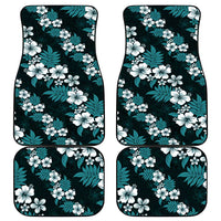 Hawaiian Hibiscus Tribal Floral Teal Car Mats Polynesian Tapa Pattern - Polynesian Pride
