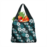 Hawaiian Hibiscus Tribal Floral Teal Grocery Bag Polynesian Tapa Pattern LT01 1-pack One Size Teal - Polynesian Pride