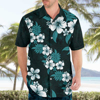 Hawaiian Hibiscus Tribal Floral Teal Hawaiian Shirt Polynesian Tapa Pattern - Polynesian Pride