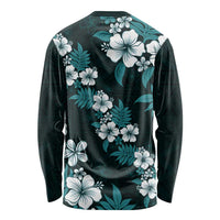 Hawaiian Hibiscus Tribal Floral Teal Long Sleeve Shirt Polynesian Tapa Pattern LT01 - Polynesian Pride