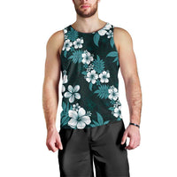 Hawaiian Hibiscus Tribal Floral Teal Men Tank Top Polynesian Tapa Pattern LT01 - Polynesian Pride