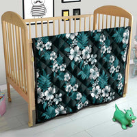 Hawaiian Hibiscus Tribal Floral Teal Quilt Polynesian Tapa Pattern - Polynesian Pride