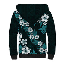 Hawaiian Hibiscus Tribal Floral Teal Sherpa Hoodie Polynesian Tapa Pattern LT01 - Polynesian Pride