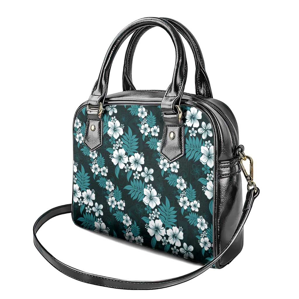 Hawaiian Hibiscus Tribal Floral Teal Shoulder Handbag Polynesian Tapa Pattern - Polynesian Pride