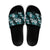 Hawaiian Hibiscus Tribal Floral Teal Slide Sandals Polynesian Tapa Pattern - Polynesian Pride