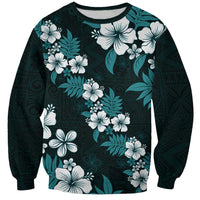 Hawaiian Hibiscus Tribal Floral Teal Sweatshirt Polynesian Tapa Pattern LT01 Unisex Teal - Polynesian Pride