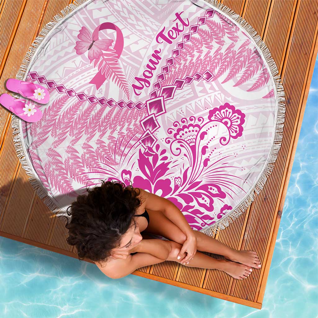 Personalised New Zealand Pink Fern Breast Cancer Beach Blanket Polynesian Pattern LT01 - Polynesian Pride