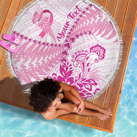 Personalised New Zealand Pink Fern Breast Cancer Beach Blanket Polynesian Pattern LT01 - Polynesian Pride